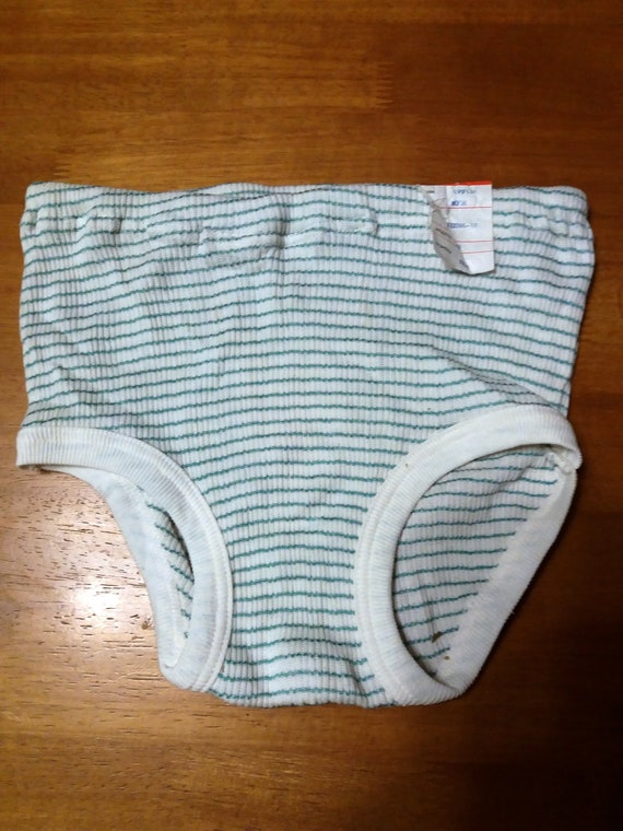 Vintage Underwear Girls Cotton Unused White Underpants With Rainy