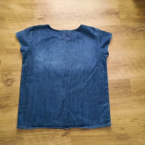 ON SALE Vintage denim blouse tunic blue denim shi… - image 5