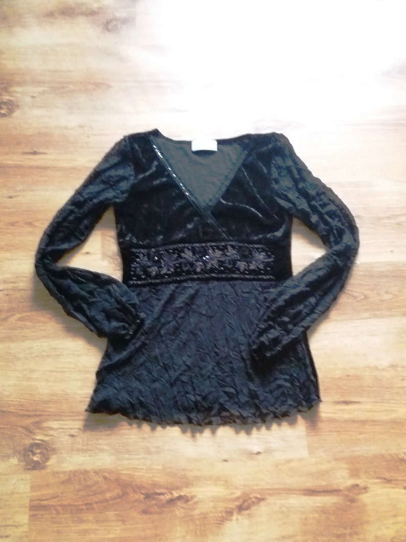 Black luxurious blouse vintage blouse vtg embroidered blouse beautiful womens blouse New York