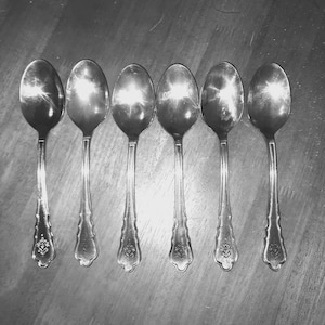 Conjunto de 6 colheres de sopa, talheres vintage, colheres de sopa antigas, talheres suecos de aço inoxidável, conjunto de colheres, talheres, linda colher