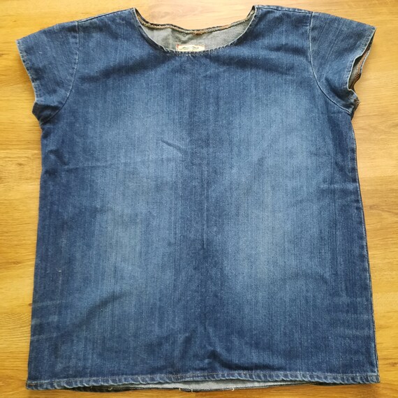 ON SALE Vintage denim blouse tunic blue denim shi… - image 2