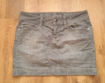 Vintage Esprit Denim Mini Skirt, Gray Cotton Low Waist