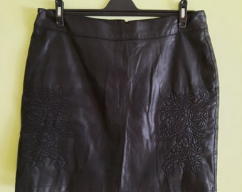 Mini leather skirt vintage faux leather skirt black embroidered miniskirts leather imitation girls womens skirt vintage clothing plus size