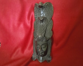 Vintage Carved Wooden mask Handcarved Hanging Mask Handpainted Wall Decor Wood Face Collectibles  Handmade African Wood Decor Antique Decors