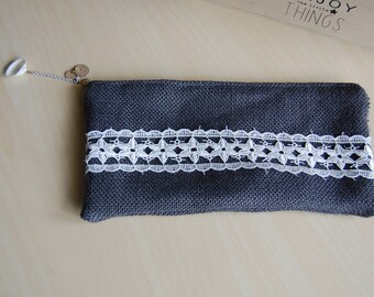 bag Organizer, make-up Bohemian chic burlap