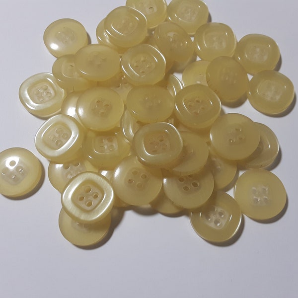 Lot de 42 boutons, jaunes, 18 mm de diamètre