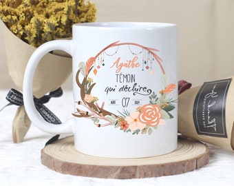 MUG EN CÉRAMIQUE, spécial mariage, cadeau de témoin, personnalisé, blanc