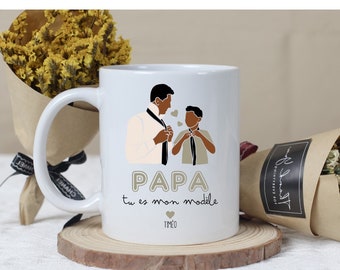 MUG "Papa d'amour pour toujours" personnalisé avec le prénom de l'enfant