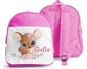 SAC A DOS ENFANT "petite biche", personnalisé, rose