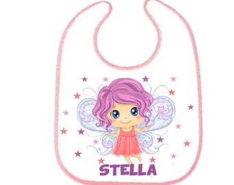 Nice large bib, fairy, white terrycloth, polyester