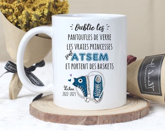 cadeau fin d'année, spécial ATSEM, mug personnalisé, blanc, céramique