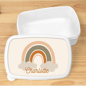 Lunch box, boho rainbow, personalized, white