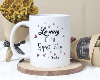 Le mug de la super tatie personnalisé avec le(s) prénom(s) de(s) l'enfant(s)