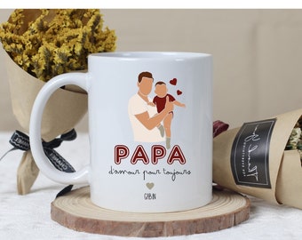 MUG "Papa d'amour pour toujours" personnalisé avec le prénom de l'enfant