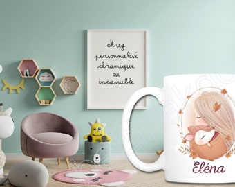 MUG INCASSABLE ou CERAMIQUE "jolie fille automne" personnalisé