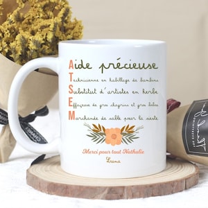 regalo fin de año, especial ATSEM, taza personalizada, blanca, cerámica