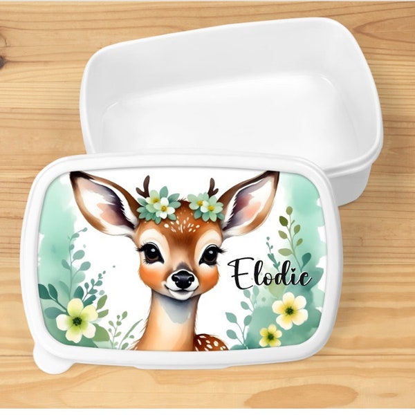 Boîte à repas, biche, personnalisée, blanche