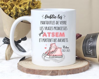 cadeau fin d'année, spécial ATSEM, mug personnalisé, blanc, céramique