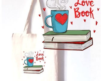 TOTE BAG 100% COTON "love book"