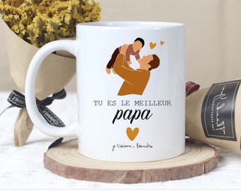 MUG "meilleur papa" personnalisé avec le prénom de l'enfant