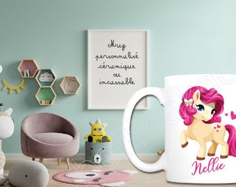 MUG INCASSABLE ou CERAMIQUE "licorne" personnalisé