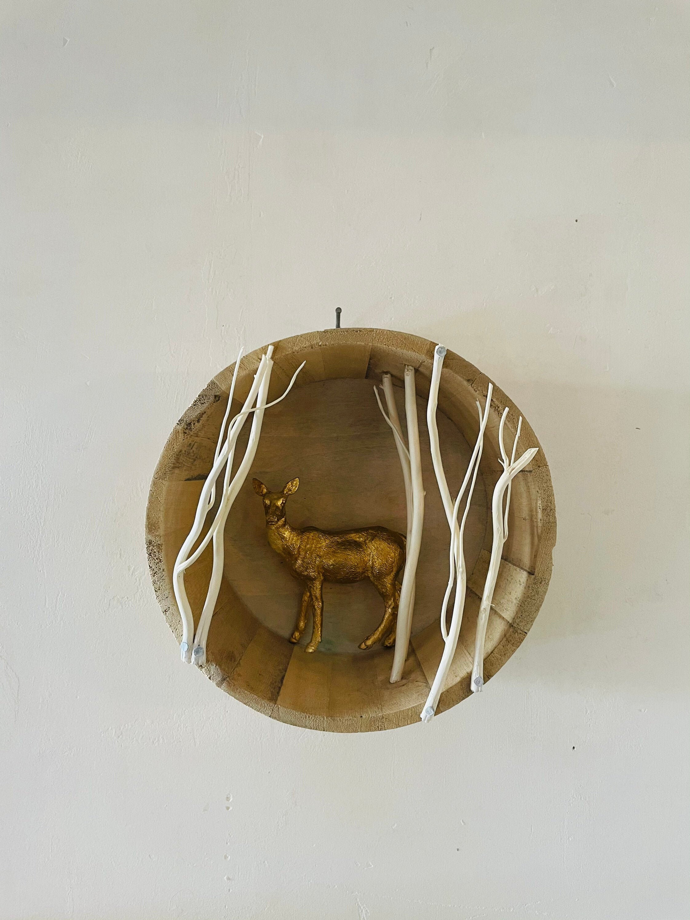 Biche/Forêt Dorure /Cadre Recup Décoration Intérieur