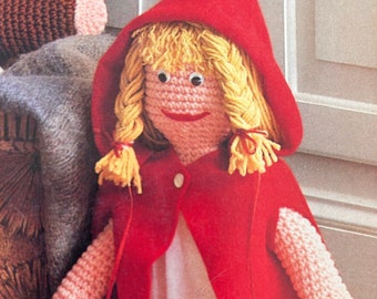 vintage Goldilocks Red Riding Hood Crochet Pattern Doll Toy PDF Télécharger