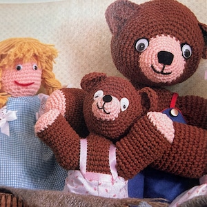Vintage Goldilocks & Three Bears Crochet Pattern Doll Toys PDF Download Fairytale Bundle Save