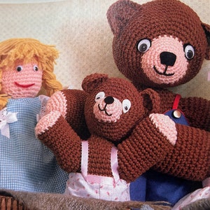 Vintage Goldilocks & Three Bears Crochet Pattern Doll Toys PDF Download Fairytale Bundle Save