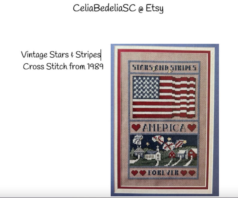 Vintage Patriotic Cross Stitch Pattern Stars and Stripes American Flag