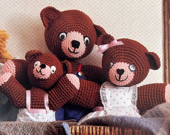 Vintage Three Bears Goldilocks Crochet Pattern Doll Toy PDF Download Fairytale