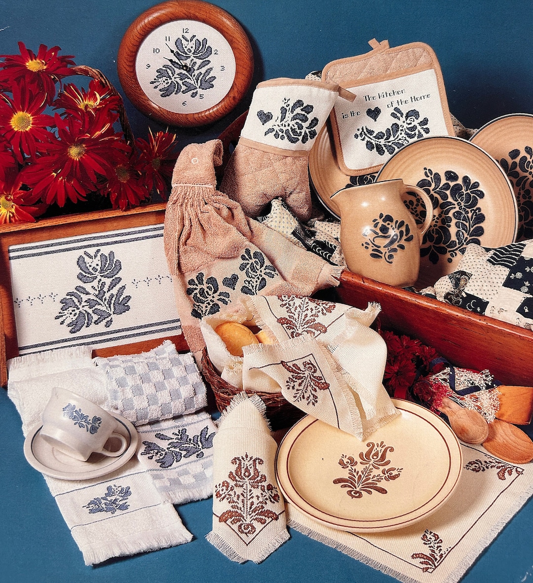 Vintage Pfaltzgraff Cross Stitch Pattern Folk Art Village Yorktowne Digital PDF Etsy