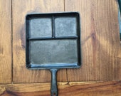 Wagner Ware bacon and eggs breakfast cast iron square skillet
