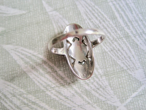 Original "Dinner ring" art deco Silver with white… - image 10