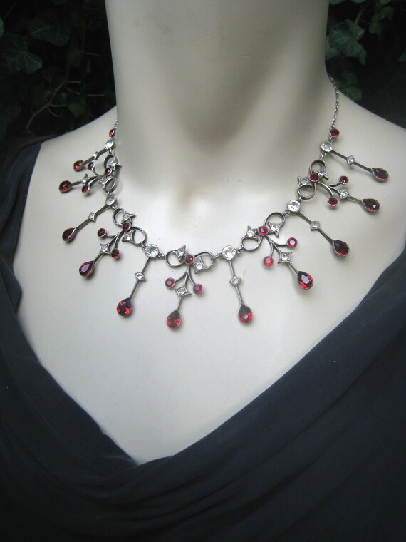 Antique silver necklace, paste, paste, collar neck