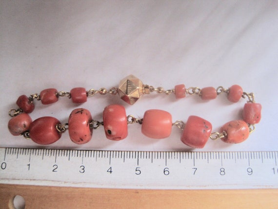 Beautiful bracelet 100% real red coral with gold … - image 6