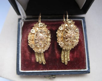 14K Gold earrings with tassel antique Victorian