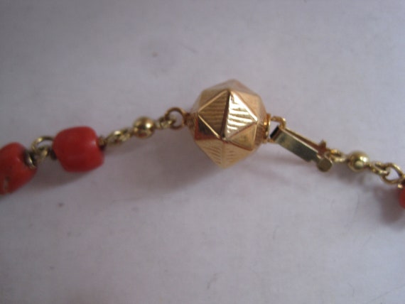 Beautiful bracelet 100% real red coral with gold … - image 5