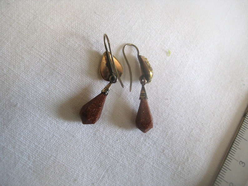 Reserved for L Antique gold earrings 9K with gold stones