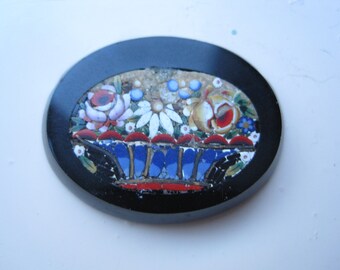 Micro mosaic removed from antique jewelry. Glass antique