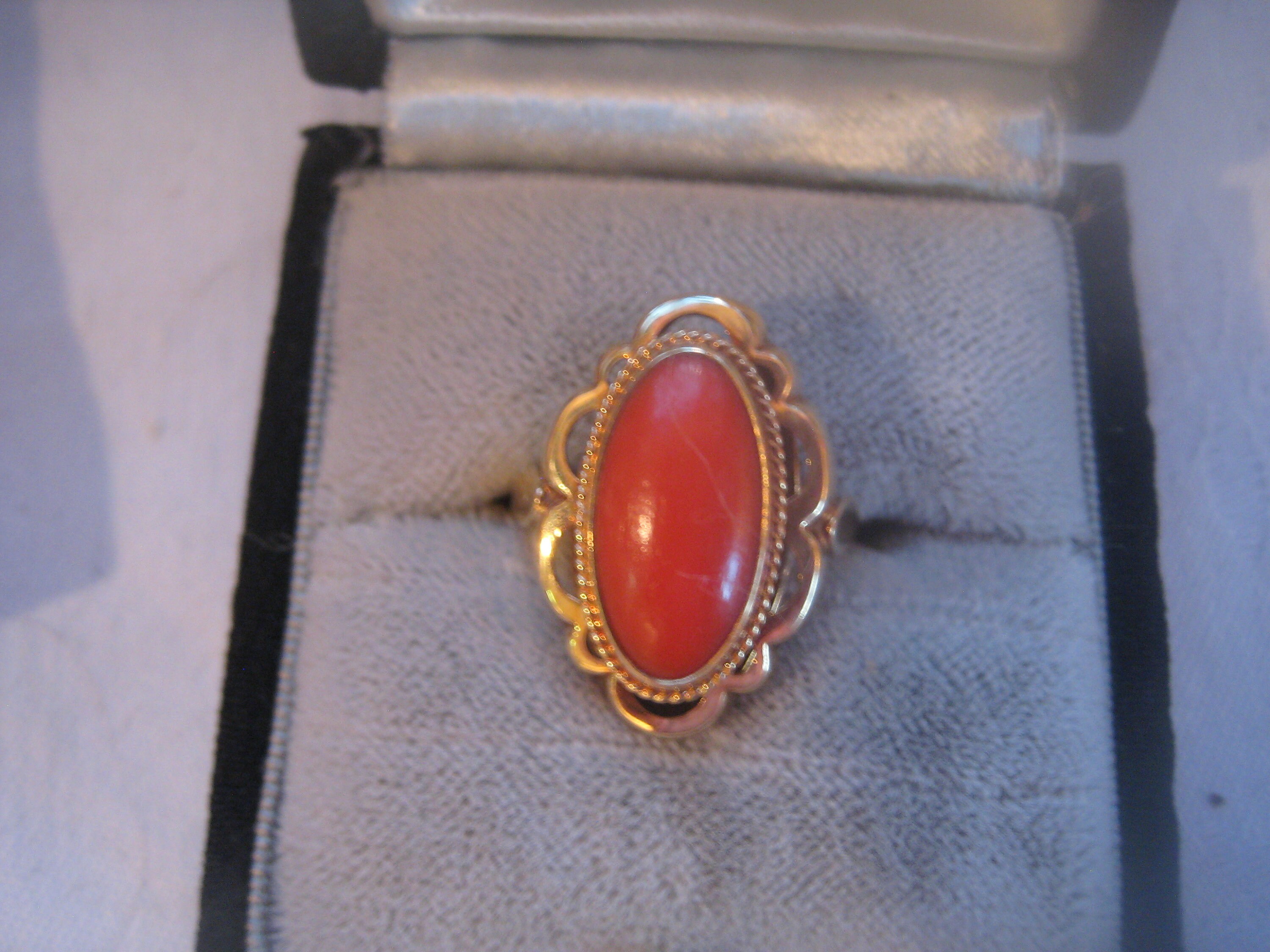 Special Offer Vintage Gold Ring Oval Cabochon Cut Coral - Etsy