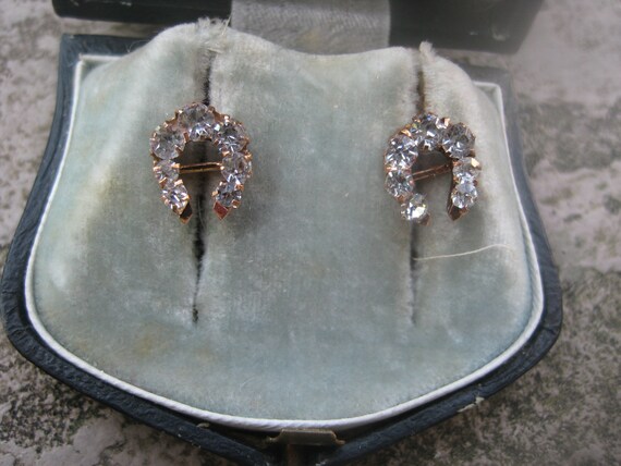 Antique gold earrings with paste, paste, faux diam