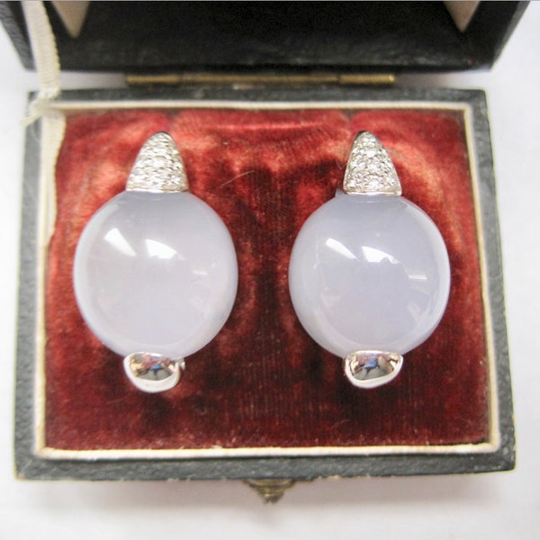 Earrings Pomellato white gold 750 Chalcedony, Diamond. Vintage