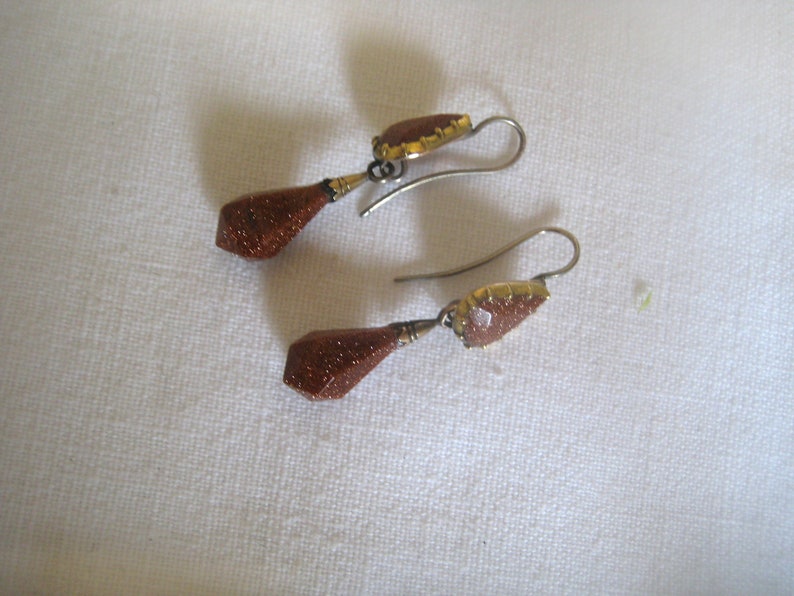 Reserved for L Antique gold earrings 9K with gold stones