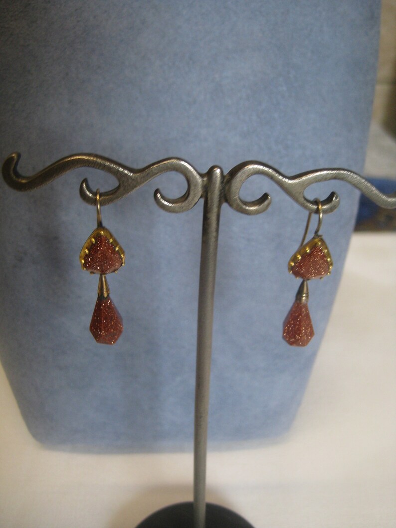 Reserved for L Antique gold earrings 9K with gold stones