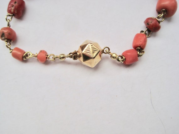 Beautiful bracelet 100% real red coral with gold … - image 2