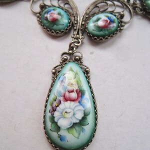 Beautiful, Eastern European necklace with enamel painting, Antique, vintage