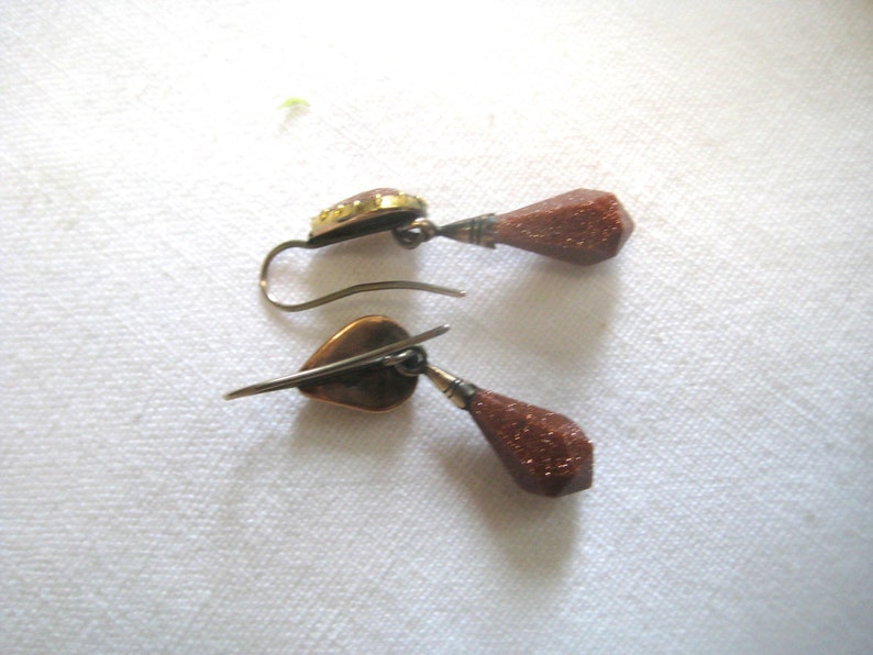 Reserved for L Antique gold earrings 9K with gold stones