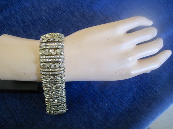 Burlesque bracelet chrome with rhinestones. ca.194