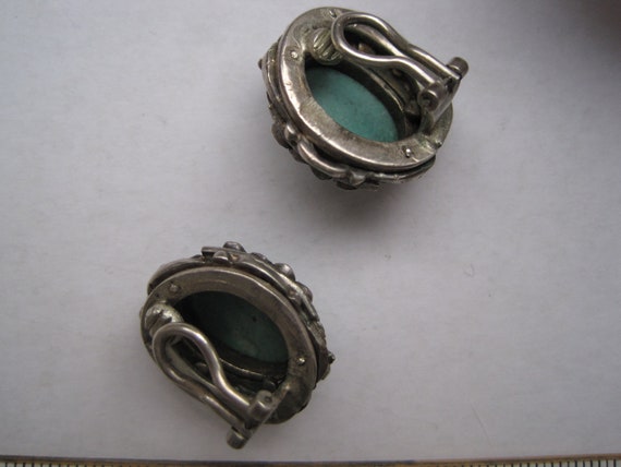 Austro-Hungarian silver earrings, clip gold plate… - image 4